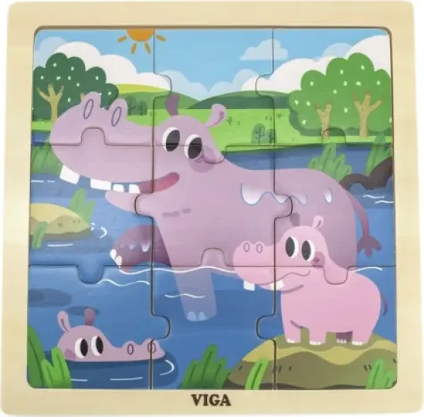 VIGA Dřevěné puzzle Hrošíci