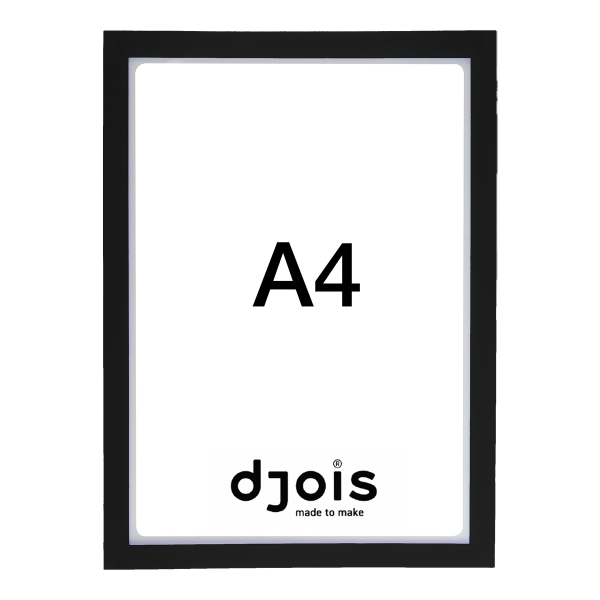 Djois otevřený rámeček - Magneto PRO, A4, PVC, černý, 10 ks