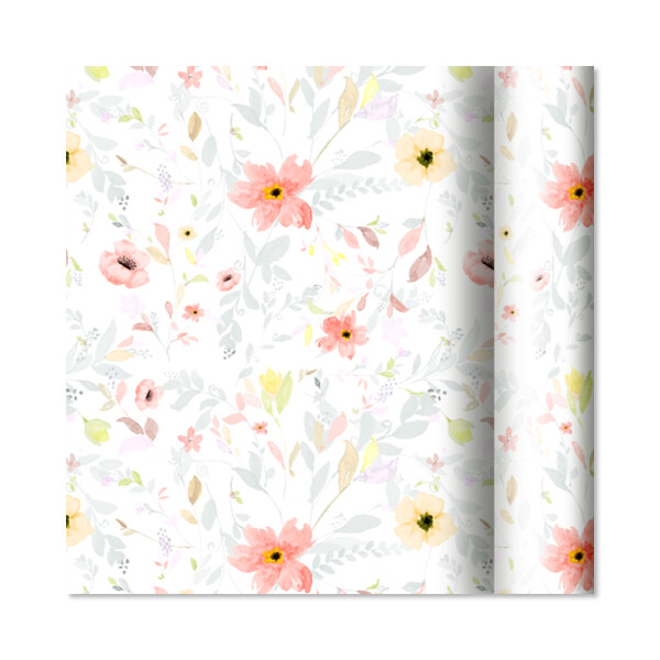 Dárkový papír - role 2 m × 70 cm - Pastelové květy - Albi