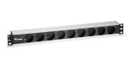 Equip 19" Zásuvkový panel černá/stříbrná / Zásuvkový panel / 1U / 9x Schuko / 16 A / hliník (333292)
