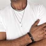 Luxusní pánský náhrdelník Antonio - larvikit, hematit, Šedá 45 cm