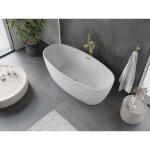 MEXEN/S - Olea volně stojící vana vzor 170 x 80, bílá, sifon a přepad zlatá 52821708000-50