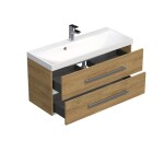 Koupelnová skříňka s chromovými úchyty a umyvadlem SAT Cube Way 100x53x40 cm dub Hickory mat CUBE2100ZDH CUBE2100ZDH