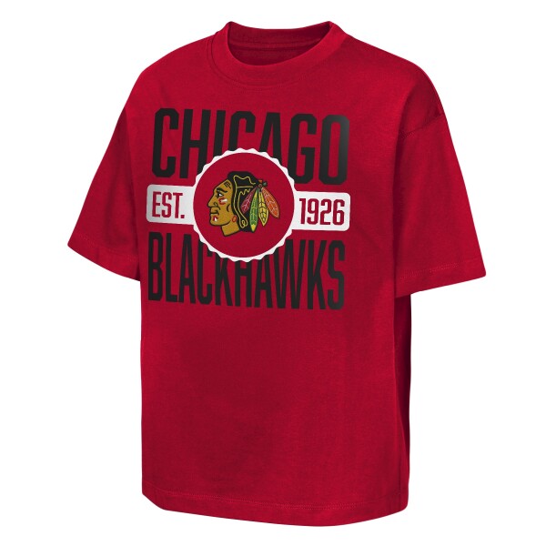 Outerstuff Dětské tričko Chicago Blackhawks NHL Shot Speed Short Sleeve Elevated Velikost: Dětské L (158 – 164)