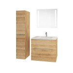 Mereo Mailo, koupelnová skříňka s keramickým umyvadlem 121 cm, dub Riviera, chrom madlo CN523