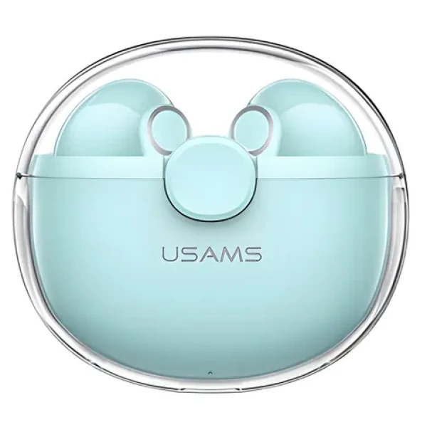 USAMS BU12 zelená / Bezdrátová sluchátka do uší / Bluetooth 5.1 / TWS / 30 mAh + 300 mAh (BHUBU03)