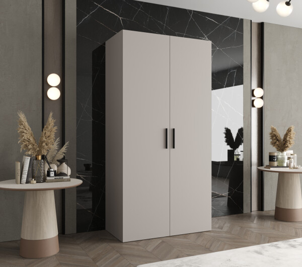 Šatní skříň Abi Bari 1 Rozměry: 100 cm, Pásky / úchyty: Černá, Barva korpusu + barva dveří: Kašmír + Kašmír