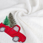 Bavlněný vánoční ručník bílý autem