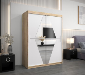 Šatní skříň Abi Bo Barva korpusu: Dub Sonoma, Rozměry: 150 cm, Dveře: Bílá