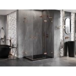 MEXEN/S - Lunar L Duo sprchový kout dveře křídlové pravá 110 x 90, transparent, měď kartáčovaná 834L-110P-090L-65-00