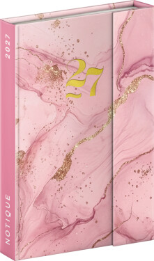 NOTIQUE Magnetic weekly planner Pink Marble 2027, 11 x 16 cm