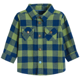 Kostkovaná košile s dlouhým rukávem- zelená - 104 NAVY BLUE