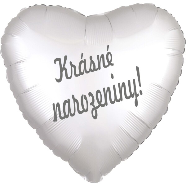 Balónek fóliový bílé srdíčko saten Krásné narozeniny! balonky.cz Balónek fóliový bílé srdíčko saten Krásné narozeniny! balonky.cz