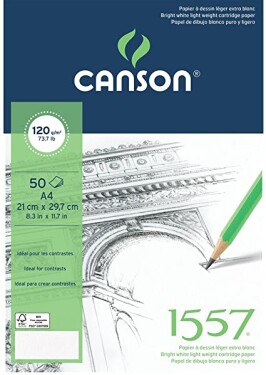 Skicák Canson 1557 lepený blok A4, 120g, 50 listů