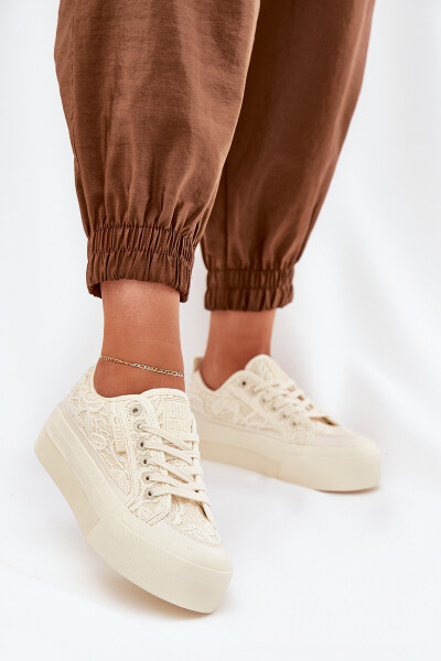 Dámské Krajkové Tenisky Big Star RR274746 Béžové 36