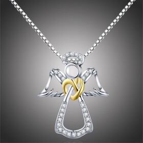 Stříbrný náhrdelník se zirkony Andělíček stříbro 925/1000, Stříbrná 45 cm