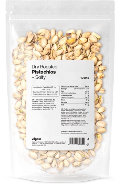 Vilgain Pistácie – 3× nasucho pražené & solené 1 000 g