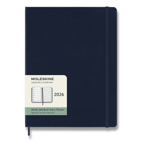 Diář Moleskine 2026 - tvrdé desky, XL, týdenní, modrý