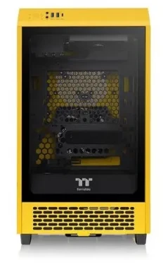 THERMALTAKE The Tower 200 tmavě žlutá / Skříň / Mini-ITX / 1x USB-C 3.2 / 2x USB-A / bez zdroje / průhledná bočnice (CA-1X9-00S4WN-00)