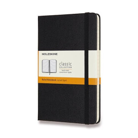 Zápisník Moleskine - tvrdé desky, M, linkovaný - černý