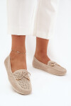 Dámské mokasíny s perforovaným vzorem a šněrováním béžové Mirisa 38