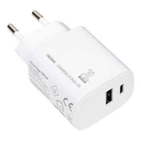 Troika rychlonabíječka - Charge X Duo (20 W, USB-C + USB-A, bílá)