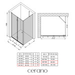 CERANO - Sprchový kout Volpe L/P - 6 mm - černá matná, transparentní sklo - 100x90x190 - zalamovací CER-427345