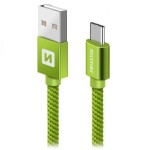 Swissten 71521207 USB 2.0 typ A na C, USB 2.0, zástrčka A - zástrčka C, opletený, 1,2m, zelený