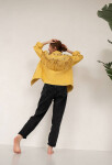 Žlutá dámská džínová bunda ozdobnými kamínky třásněmi model 16148789 Žlutá ZAC&ZOE