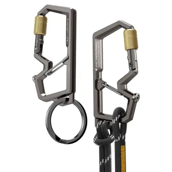 Spigen Carabiner With Key Ring 2nd Gen (1ks) šedá (AHP08894)