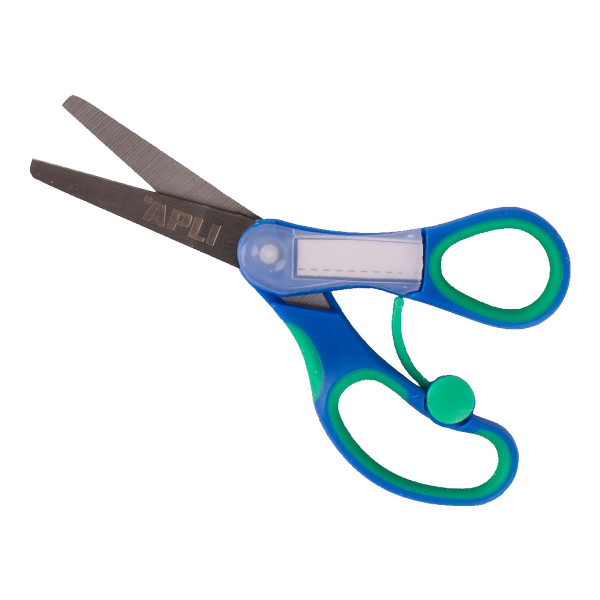 APLI APLI, A20005, školní nůžky s jmenovkou, mix barev, 1 ks Barva: Modrá