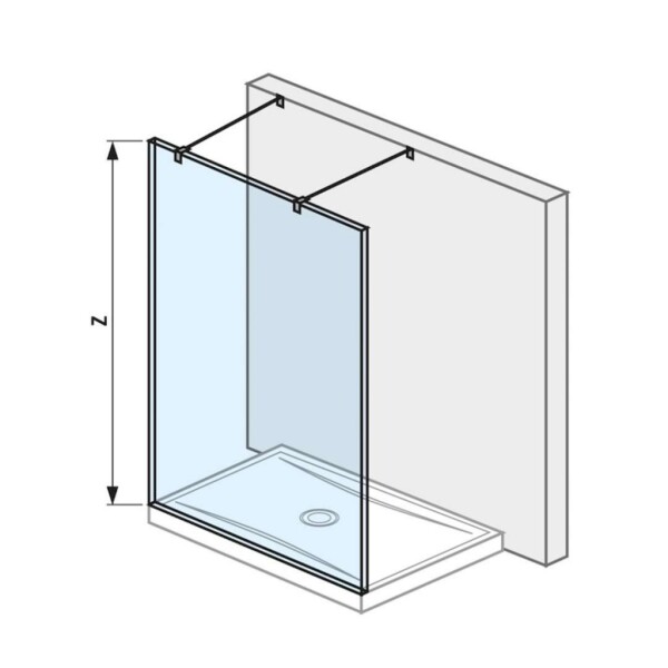 Pure Skleněná stěna pevná včetně dvou vzpěr, 130x200 cm, s úpravou Jika Perla Glass H2674210026681