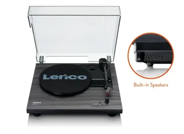 Lenco LS-10 černá / Gramofon / 33 45 RPM / RCA / 3.5 mm jack / předzesilovač / repro (LS10BK)
