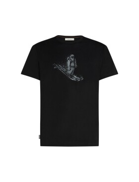 Pánské merino tričko s krátkým rukávem ICEBREAKER Mens 150 Tech Lite SS T Skiing Yeti, Black velikost: S