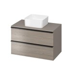 CERSANIT - Skříňka VIRGO 80 šedý dub pod umyvadlo na desku s černými úchyty S522-031