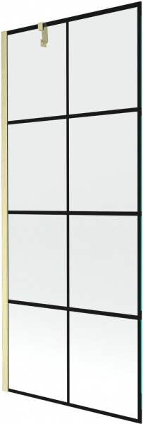 MEXEN/S - Next vanová zástěna FIX 80 x 150, černá vzor, zlatá kartáčovaná 895-080-000-00-77-55
