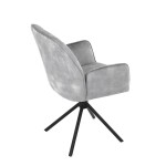 Židle jídelní a konferenční, stříbrná látka v dekoru žíhaného sametu, kovové černé nohy