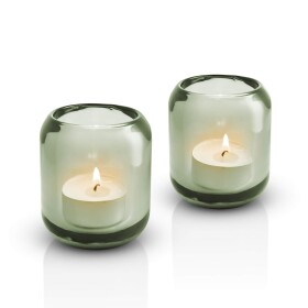 Eva Solo Skleněný svícen na čajovou svíčku Acorn Leaf Green – set 2 ks, zelená barva, sklo