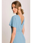 Tužkové šaty s rozparkem na boku S398 nebesky modré - Stylove M