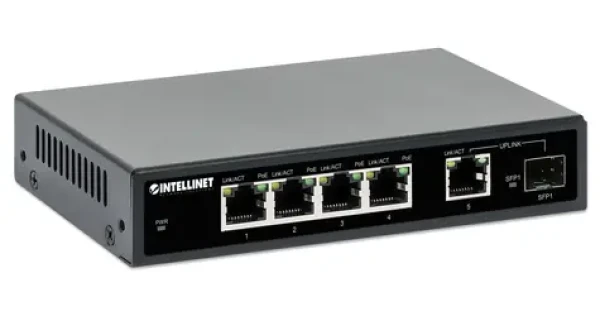 Intellinet 5-Port Gigabit PoE+ Switch 91W / Switch / 5-port / 1000 Mbps / 1x SFP (561822)