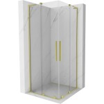 MEXEN/S - Velar L Duo sprchový kout, posuvné dveře 90 x 90, transparent, zlato kartáčovaná 871-090-090-02-03-55