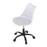 Židle kancelářská, bílá plastová skořepina, sedák bílá látka, kovový kříž