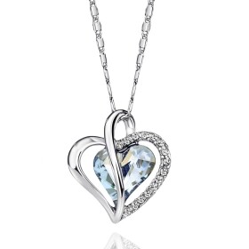 Stříbrný náhrdelník Swarovski Elements True Love - srdíčko, stříbro 925/1000, Stříbrná 42 cm + 5 cm (prodloužení)