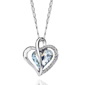 Stříbrný náhrdelník Swarovski Elements True Love - srdíčko, stříbro 925/1000, Stříbrná 42 cm + 5 cm (prodloužení)