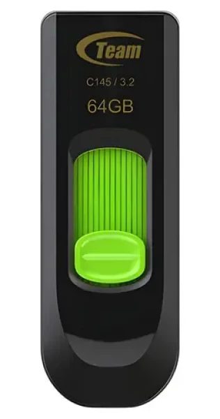 Team Group C145 64GB černo-zelený / Flash disk / USB-A 3.2 Gen 1 / čtení až 100 MB/s (TC145364GG01)