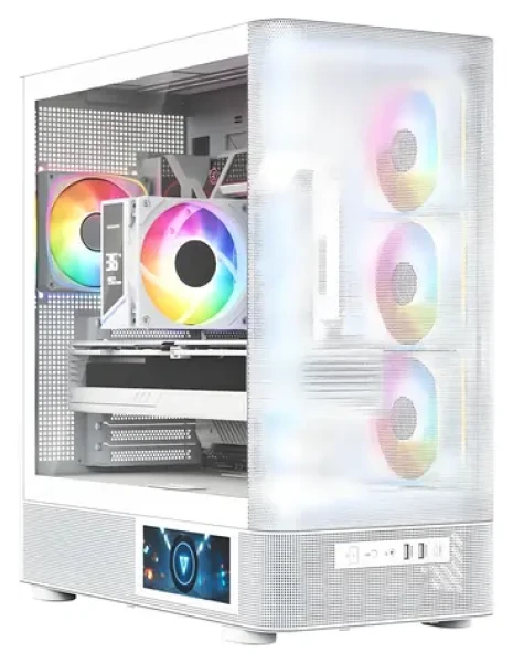 MODECOM Volcano AQ400 ARGB bílá / Skříň / ATX / tvrzené sklo / ARGB podsvícení / 1x USB-C 3.2 / 2x USB 3.0 (MC-A-AQ400-4FA-W)