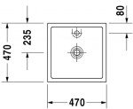 DURAVIT - Starck 1 Umyvadlová mísa 47x47 cm, bez přepadu, bez otvoru pro baterii, WonderGliss, bílá 03874700281