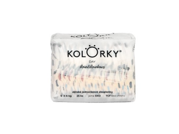 KOLORKY DAY jednorázové eko plenky déšť a duhy - S (3-6 kg), 25 ks