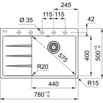 FRANKE - Centro Fragranitový dřez CNG 611-78 TL/7, 78x50 cm, bílá-led 114.0637.505