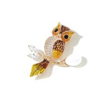 Exkluzivní brož Swarovski Elements Sabina - sova, Zlatá